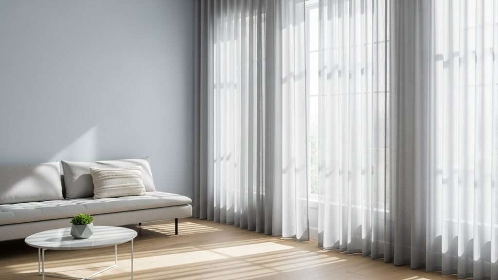 GRAY-SHEER CURTAINS — Light and Cohesive