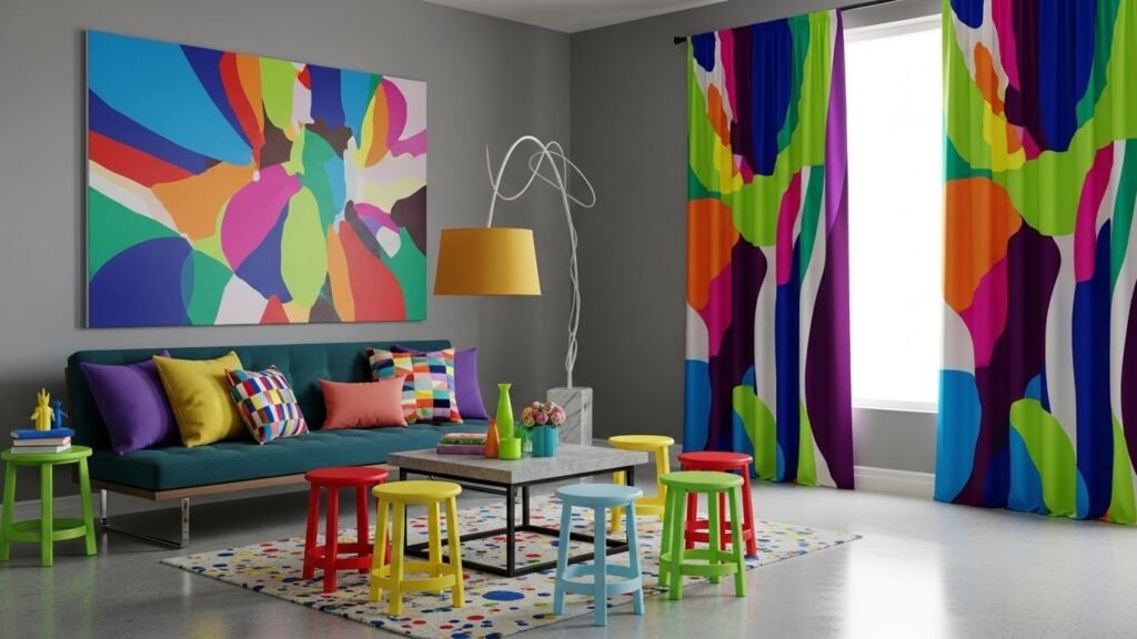 MULTICOLORED CURTAINS — For Playful Spaces