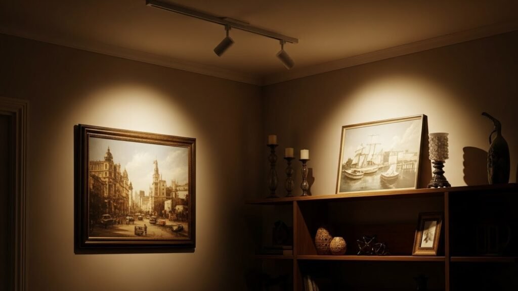 Accent Lighting for Art and Architecture in a Basement