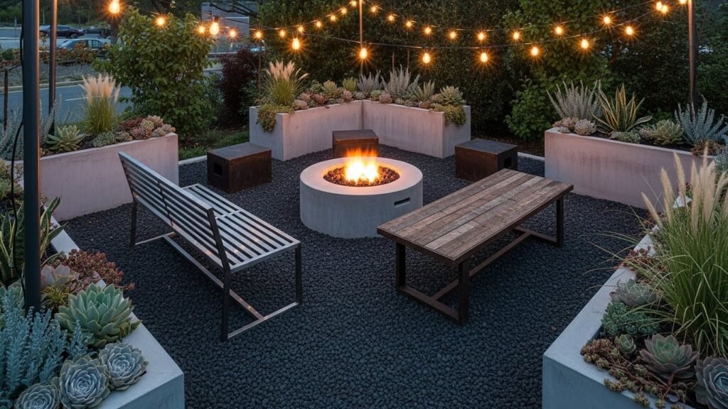 Industrial Outdoor Gravel Patio