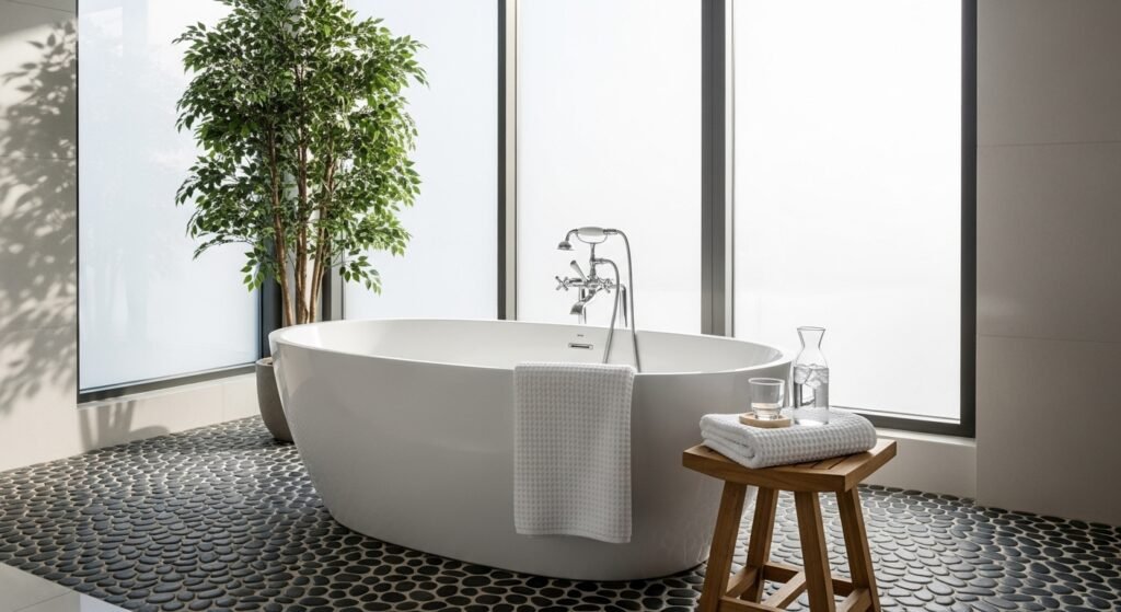 Spa-Like Bathroom Transitions