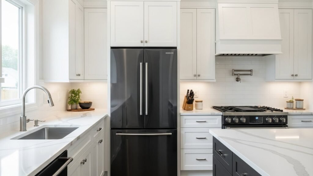 Striking Contrast with White Cabinets