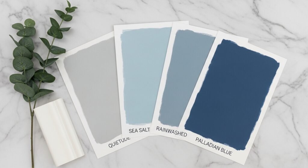 Color Palette Comparison Quietude vs. Sea Salt and Rainwashed